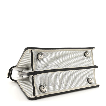 Crystal Vitello Laminato FF Petite Peekaboo I SEE U Satchel Crystal Argento
