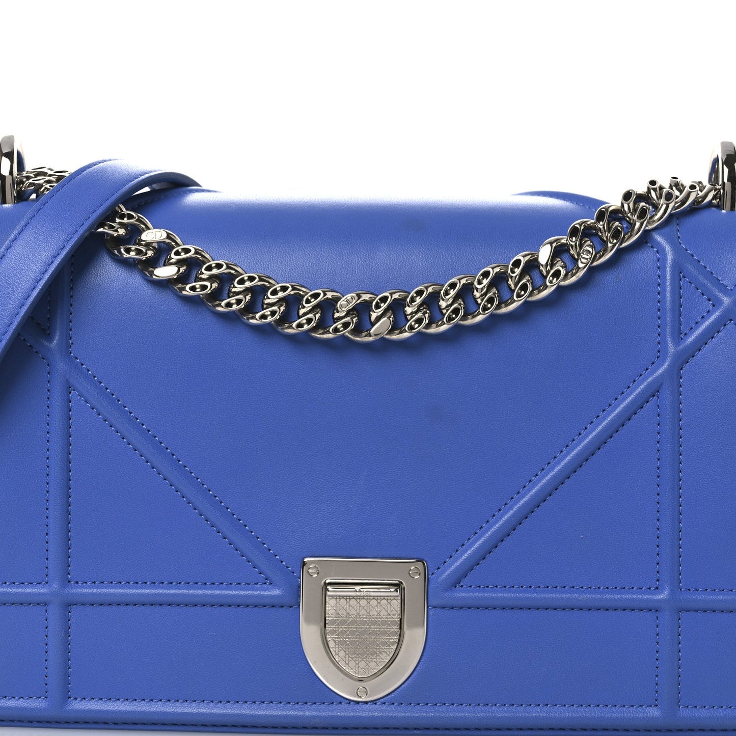 Smooth Calfskin Medium Diorama Flap Bag Blue
