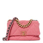 Metallic Tweed Quilted Large Chanel 19 Flap Pink