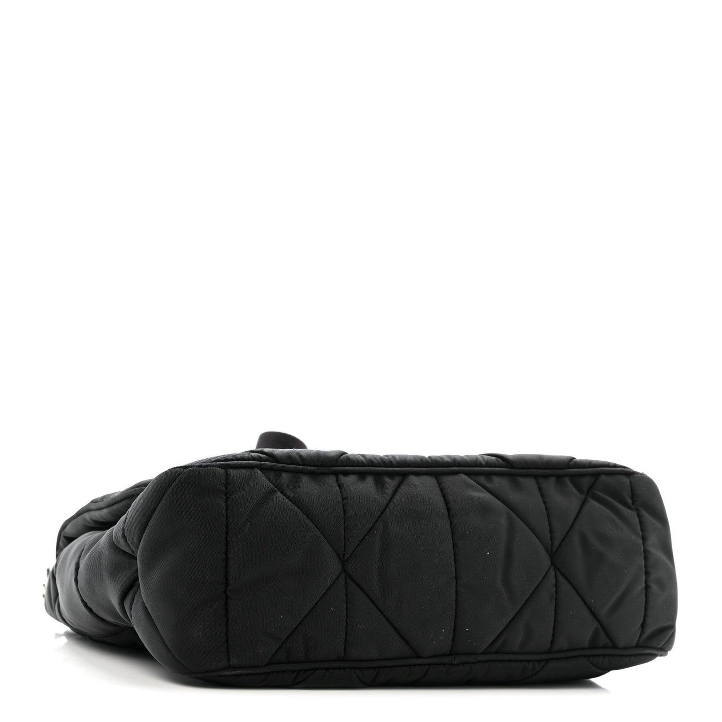 Re-Nylon Quilted Padded Flap Shoulder Bag Black