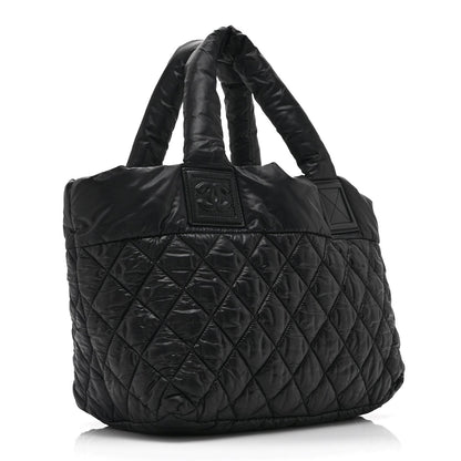 Nylon Quilted Small Coco Cocoon Tote Black
