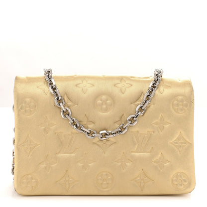 Metallic Lambskin Embossed Monogram Pochette Coussin Gold