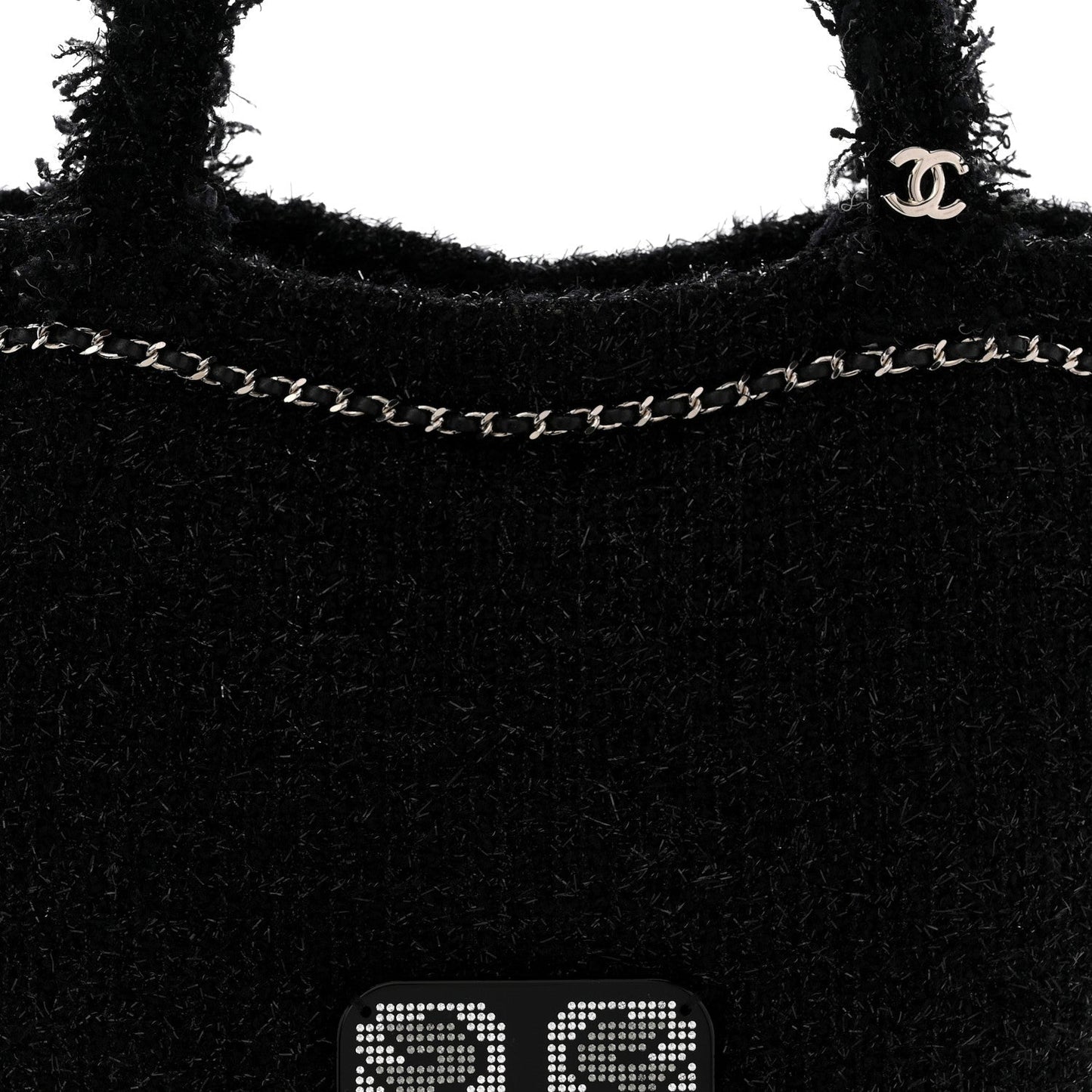 Tweed Resin Strass Large Robot Shopping Bag Black
