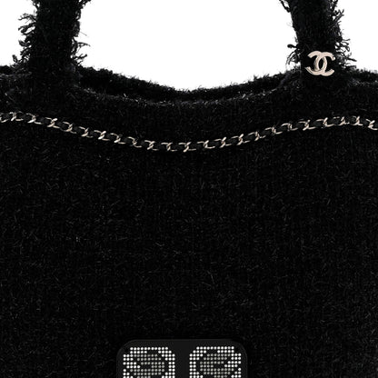 Tweed Resin Strass Large Robot Shopping Bag Black
