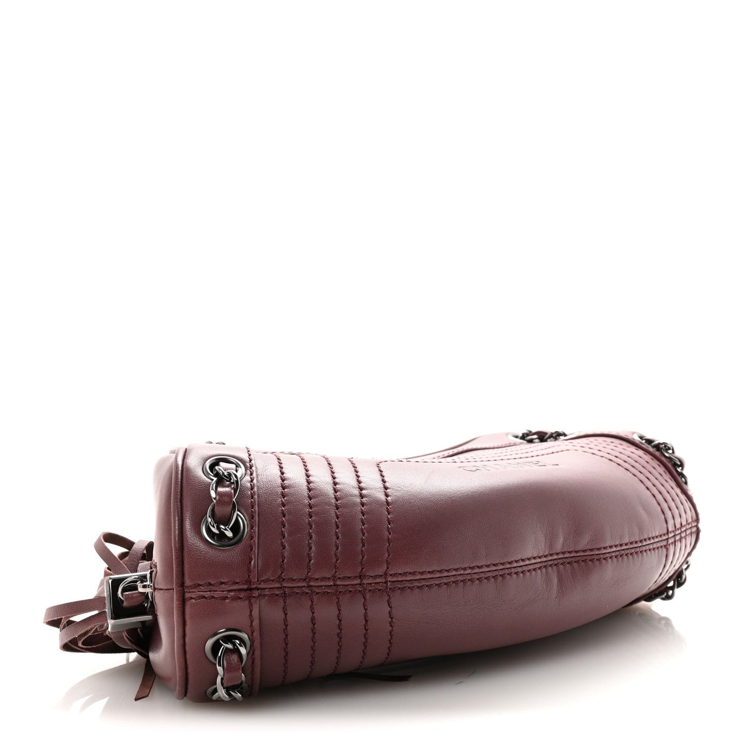 Lambskin Lax Small Tassel Shoulder Bag Dark Purple