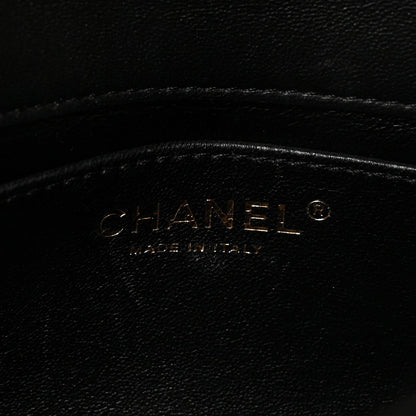 Lambskin Resin Quilted Top Handle Flap Black