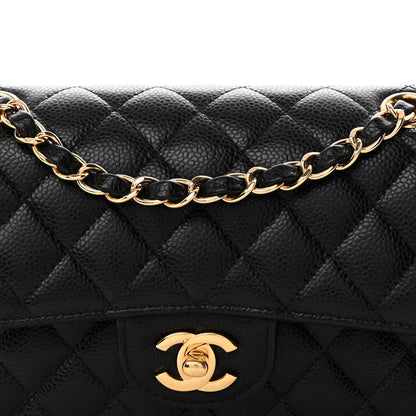 Caviar Quilted Small Double Flap Black
