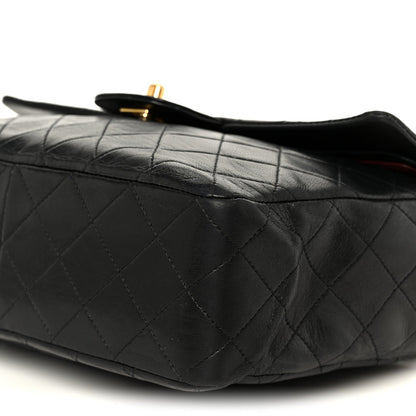 Lambskin Quilted Medium Double Flap Black