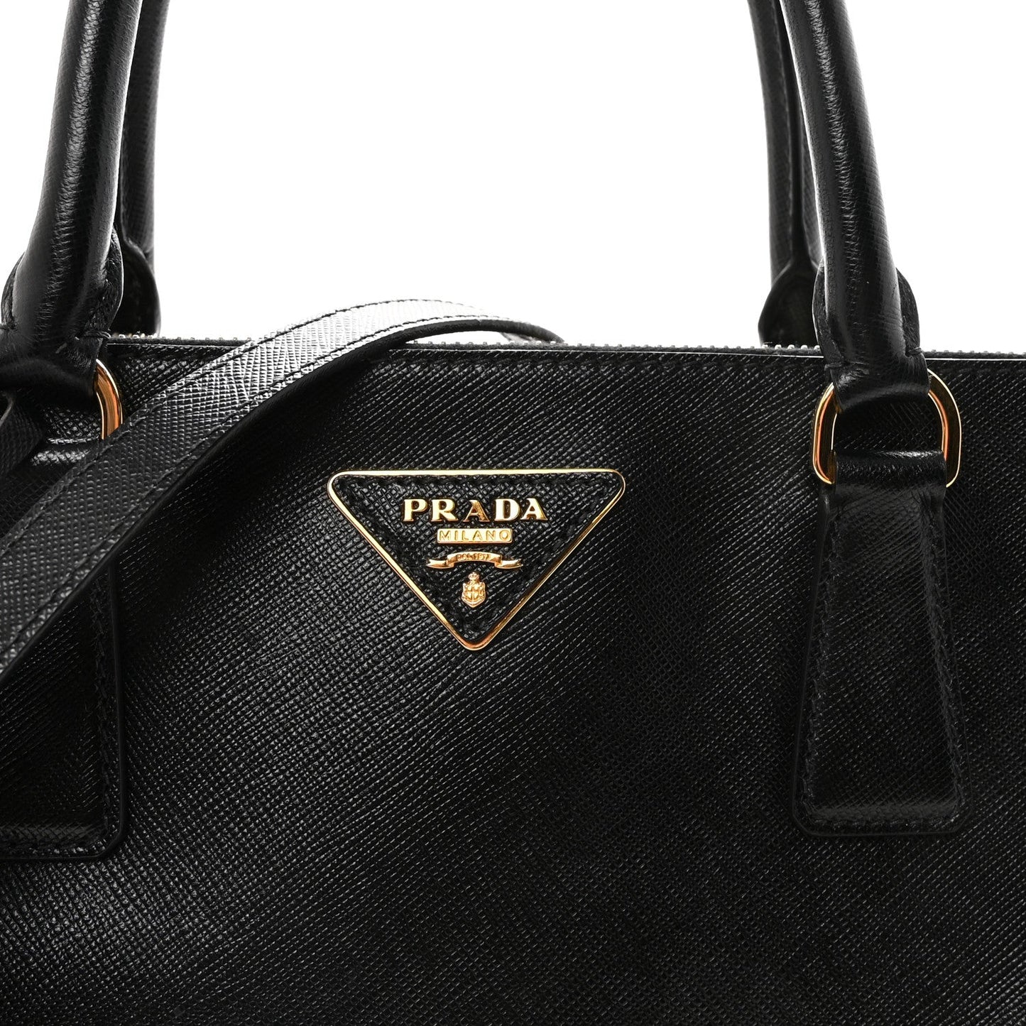 Saffiano Lux Medium Galleria Double Zip Tote Black