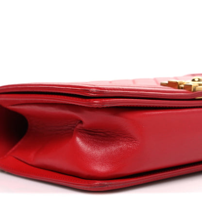 Lambskin Quilted Medium Boy Flap Red