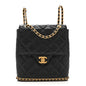 Caviar Quilted Camellia Chain Around Backpack Black