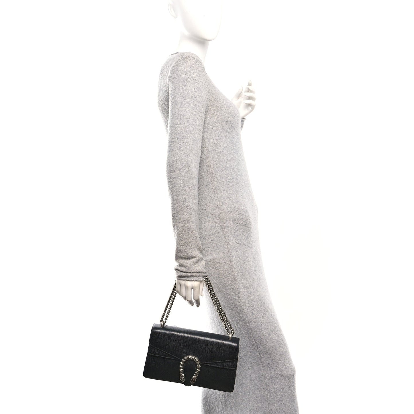 Pebbled Calfskin Small Dionysus Shoulder Bag Black