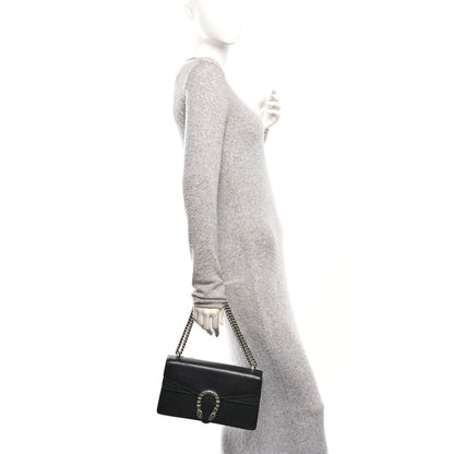 Pebbled Calfskin Small Dionysus Shoulder Bag Black