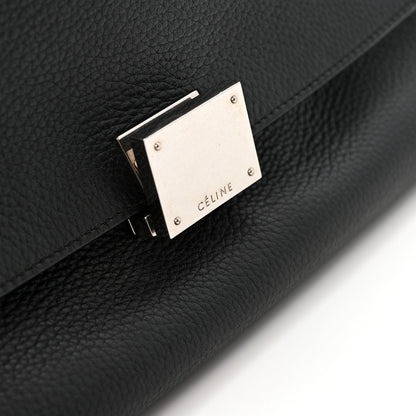 Drummed Calfskin Suede Medium Trapeze Black