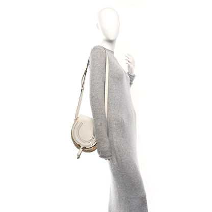 Raffia Calfskin Marcie Basket Small Marcie Round Crossbody Bag White