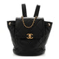 Lambskin Quilted Logo Mini Backpack Black