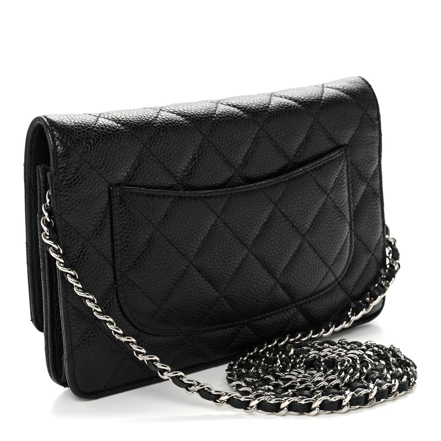 Caviar Quilted Wallet on Chain WOC Black