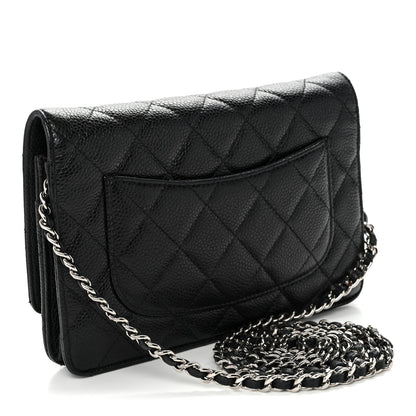 Caviar Quilted Wallet on Chain WOC Black
