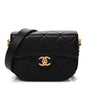Calfskin Quilted Moon Messenger Black