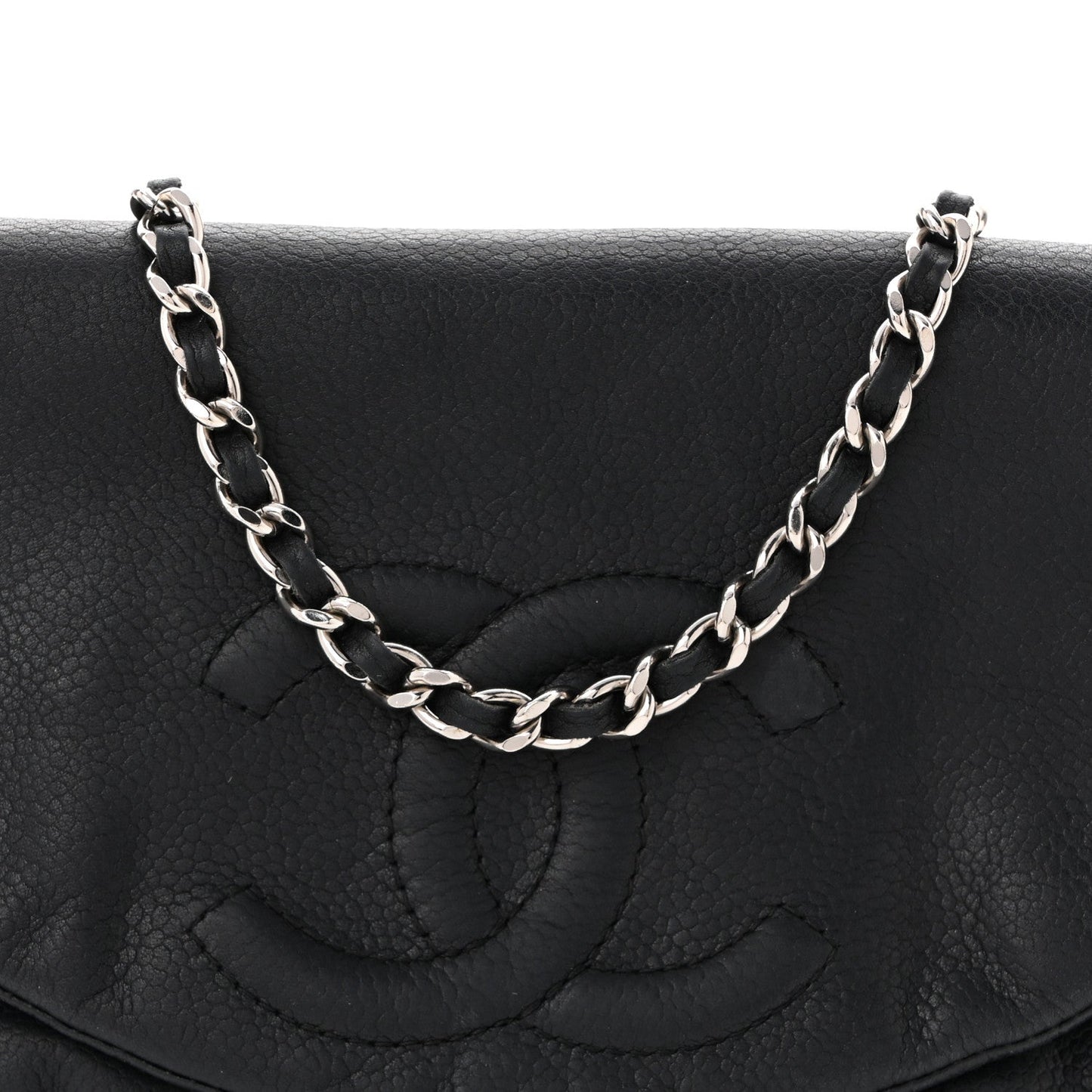 Lambskin Half Moon Wallet On Chain WOC Black