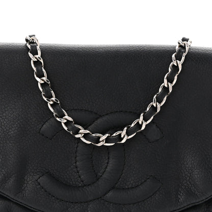 Lambskin Half Moon Wallet On Chain WOC Black
