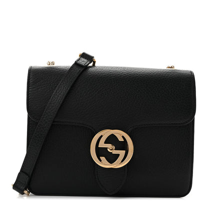 Dollar Calfskin Small Interlocking G Shoulder Bag Black