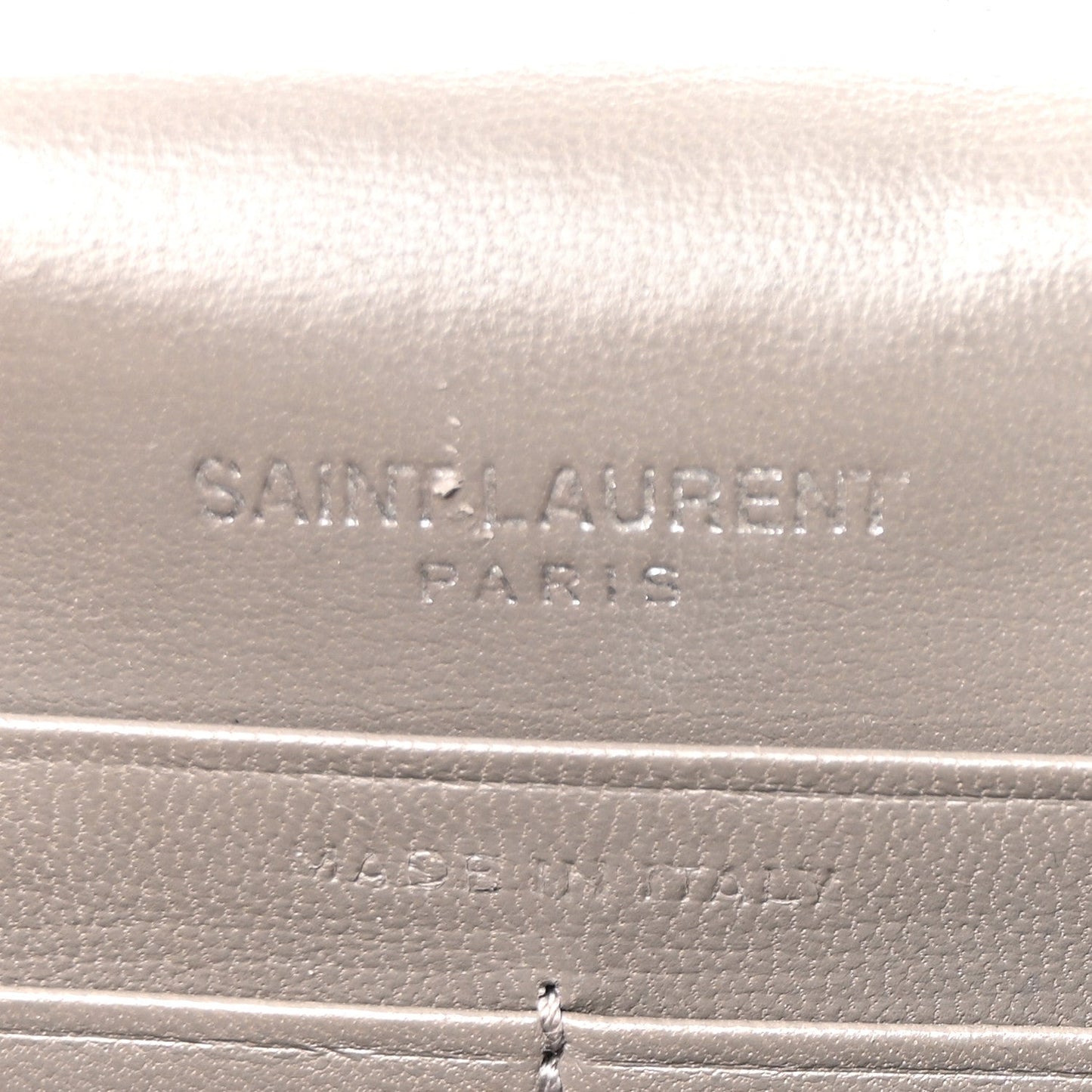 Calfskin Crocodile Embossed Kate Monogram Tassel Chain Wallet Fog