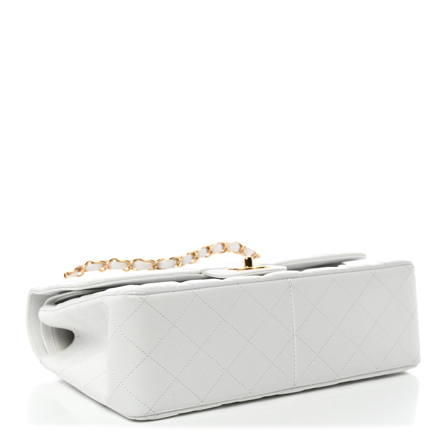 Caviar Quilted Jumbo Double Flap White