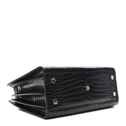 Calfskin Crocodile Embossed Baby Sac De Jour Black