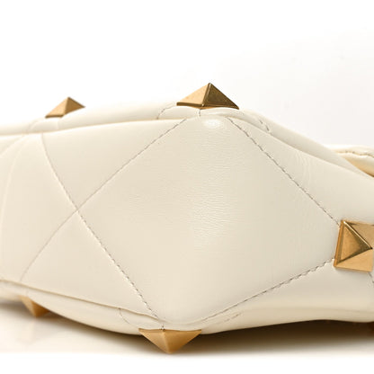 Nappa Large Roman Stud Shoulder Bag Ivory