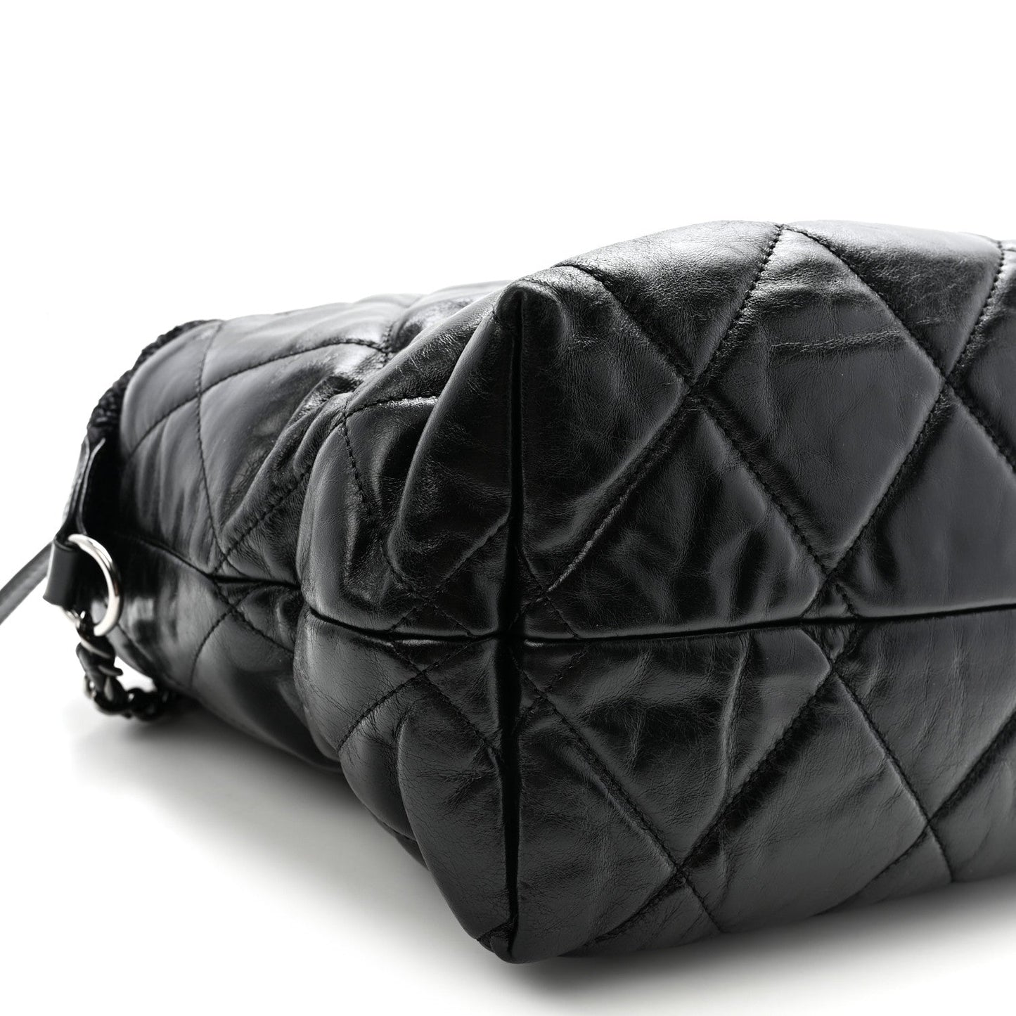 Glazed Calfskin Quilted Tweed Portobello Tote Black