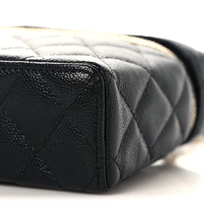 Caviar Quilted Top Handle Slim Vanity With Chain Black