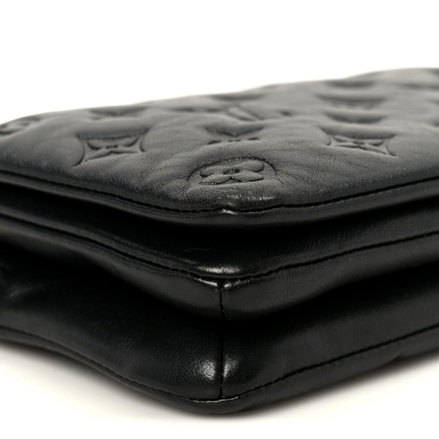Lambskin Embossed Monogram Pochette Coussin Black
