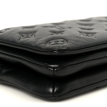 Lambskin Embossed Monogram Pochette Coussin Black