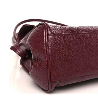 Grained Calfskin Stitched Urban Essentials Small Shopping Bag Burgundy