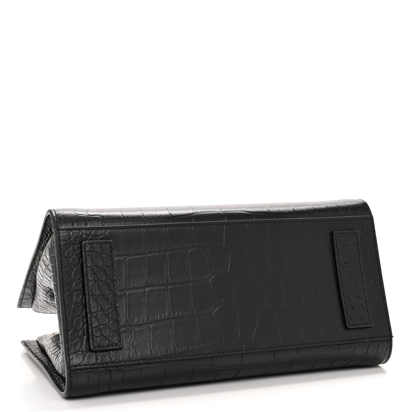 Calfskin Crocodile Embossed Medium Sharp Tote Black