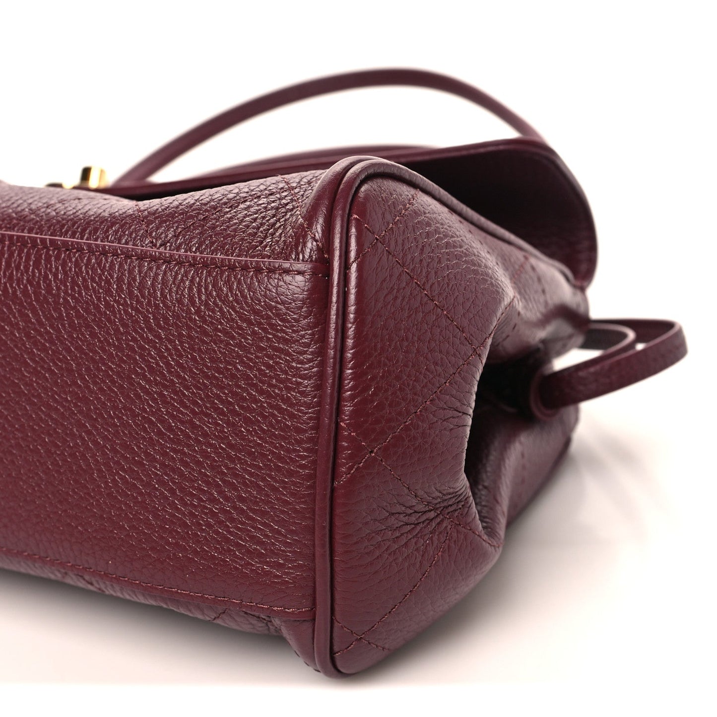 Grained Calfskin Stitched Urban Essentials Small Shopping Bag Burgundy