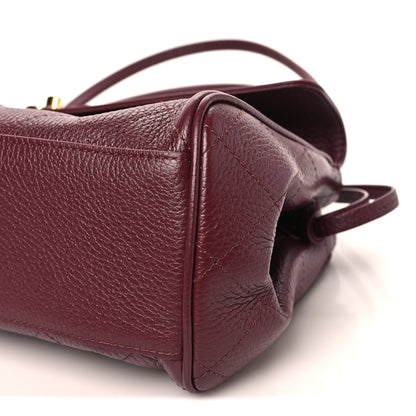 Grained Calfskin Stitched Urban Essentials Small Shopping Bag Burgundy