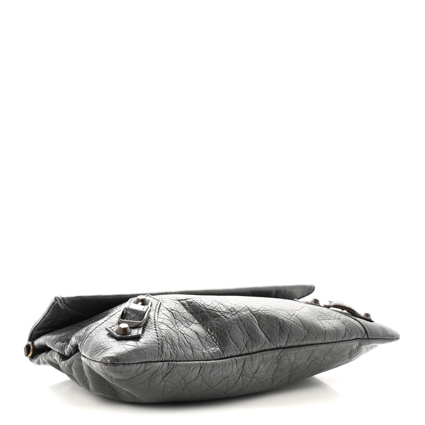 Agneau Classic Hardware Envelope Strap Clutch Gris Fossile