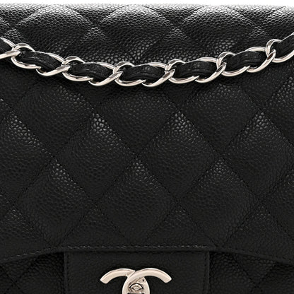 Caviar Quilted Jumbo Double Flap Black