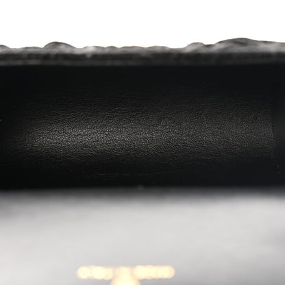 Velvet Camellia Embossed Jewel Belt Card Holder With Chain Black