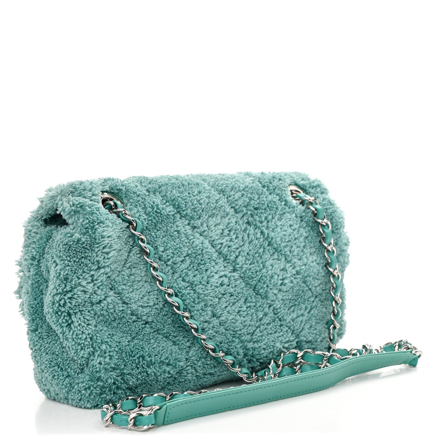 Terry Cotton Quilted Coco Beach Small Single Flap Green