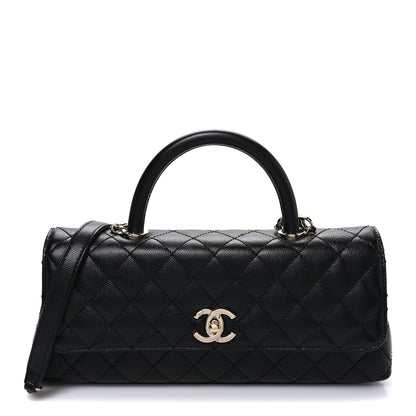 Caviar Quilted Maxi East West Coco Handle Flap Black