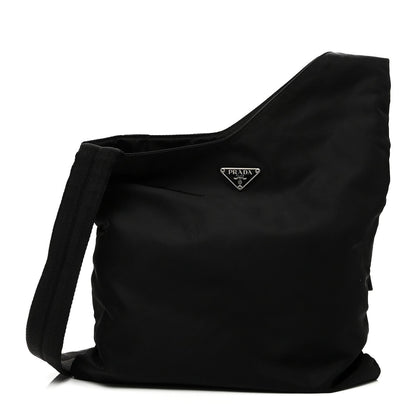 Tessuto Nylon Saffiano Flat Messenger Bag Black