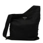 Tessuto Nylon Saffiano Flat Messenger Bag Black