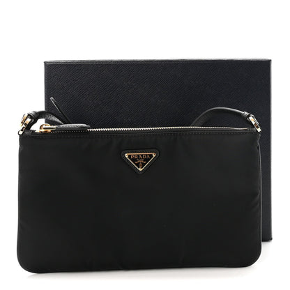 Re-Nylon Saffiano Raso Shoulder Bag Black