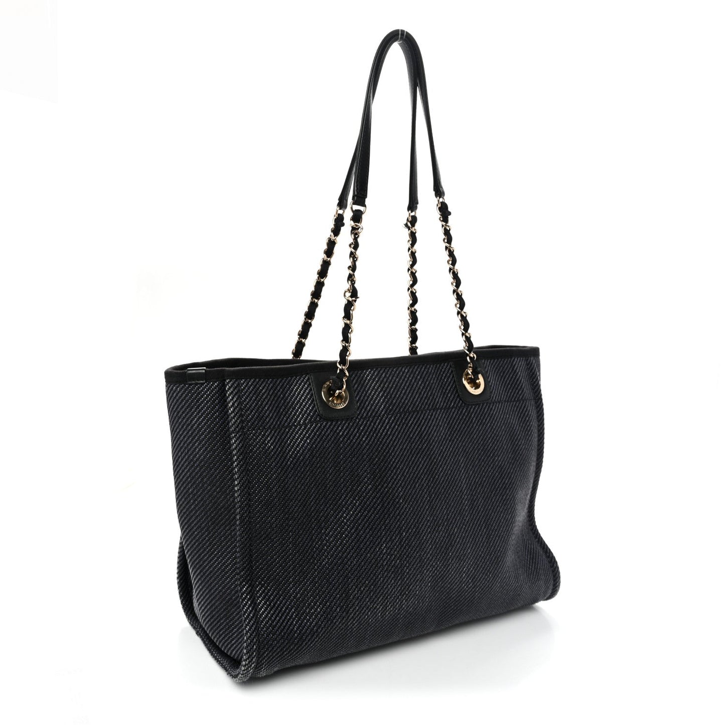 Mixed Fibers Calfskin Small Deauville Tote Black