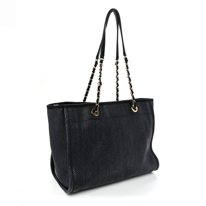 Mixed Fibers Calfskin Small Deauville Tote Black