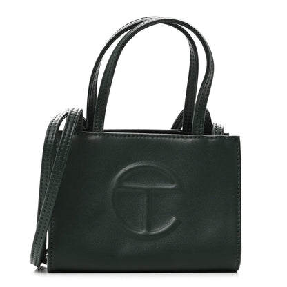Vegan Leather Small Shopping Bag Dark Olive