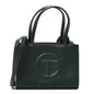 Vegan Leather Small Shopping Bag Dark Olive